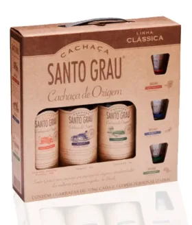 Kit 3 Miniatura Cachaça Santo Grau 375 ml
